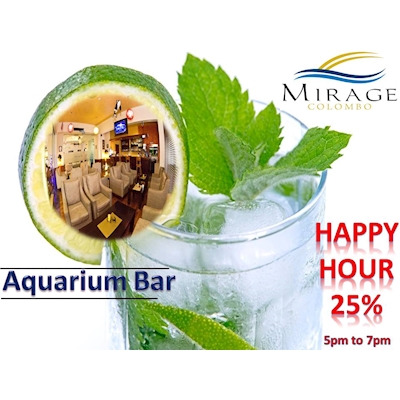 Enjoy Happy Hour with 25% OFF at MIRAGE COLOMBO HOTEL 