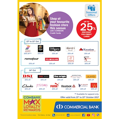 Shop at your favorite fashion store this season with Combank Credit Cards 