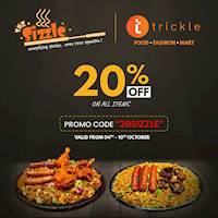 20% Off for the entire menu of The Sizzle from our delivery partner Trickle
