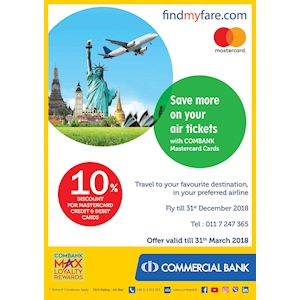 Save more on your air tickets with Combank Mastercard Cards from findmyfare.com