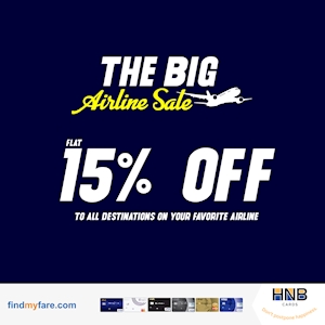 The Big Airline Sale from Findmyfare for HNB Cardholders