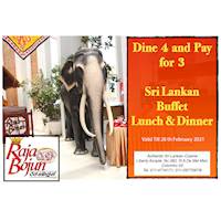 Dine 4 and Pay for 3 -Sri Lankan Buffet at Raja Bojun