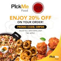 Enjoy 20% OFF your order from Oak Ray Flower Drum Katugasthota via PickMe Food