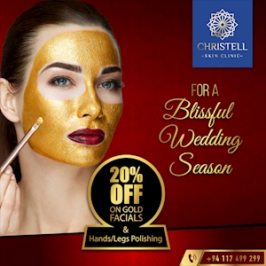 A special 20% off on 24 Karat Gold Facials and Hands/Legs Polishing.