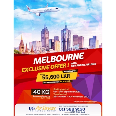 Exclusive Offer !! Fly to Melbourne with Srilankan Airlines from Browns Tours 